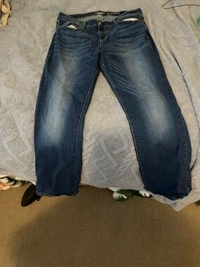 Woman’s  Dark Wash Straight Jeans - Faded Detail